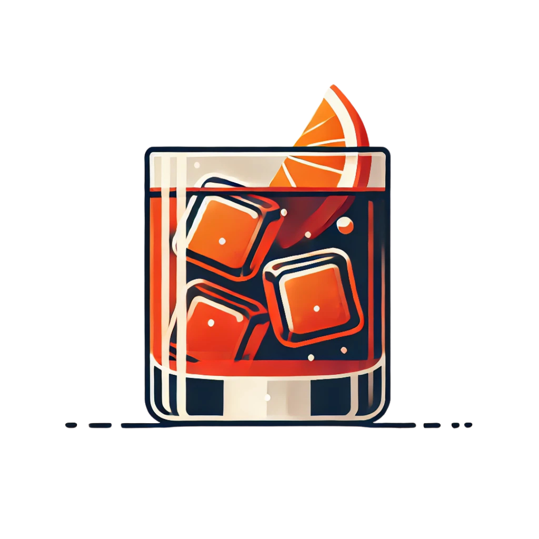 Negroni cocktail med is och apelsin i lowball glas för bartender event